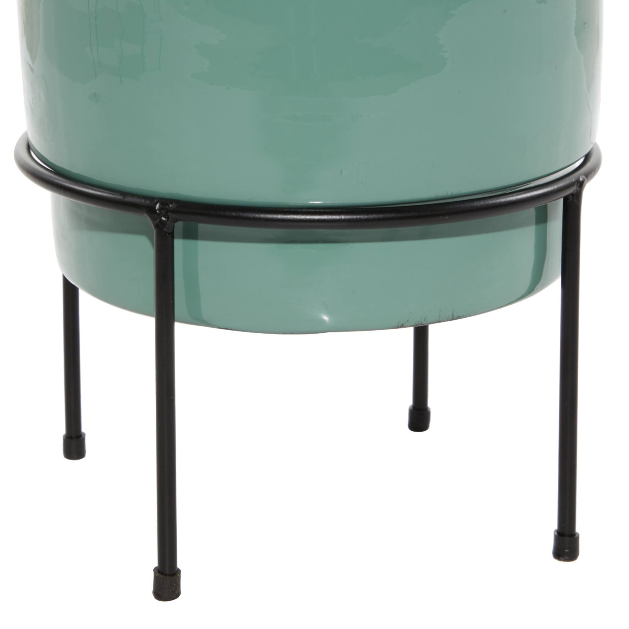 Teal Metal Contemporary Planter Set